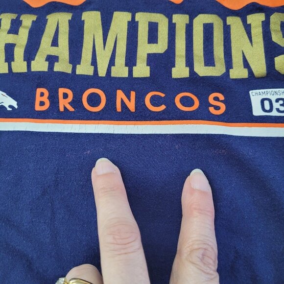 Superbowl 50 Denver Broncos Shirt Womens L (Fits Like M) Blue Nike Athletic Fit‎ - Picture 10 of 12